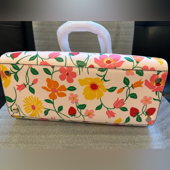 Kate Spade Madison Strawberry Garden Printed Medium Satchel, Pink Multi - Picture 9 of 14